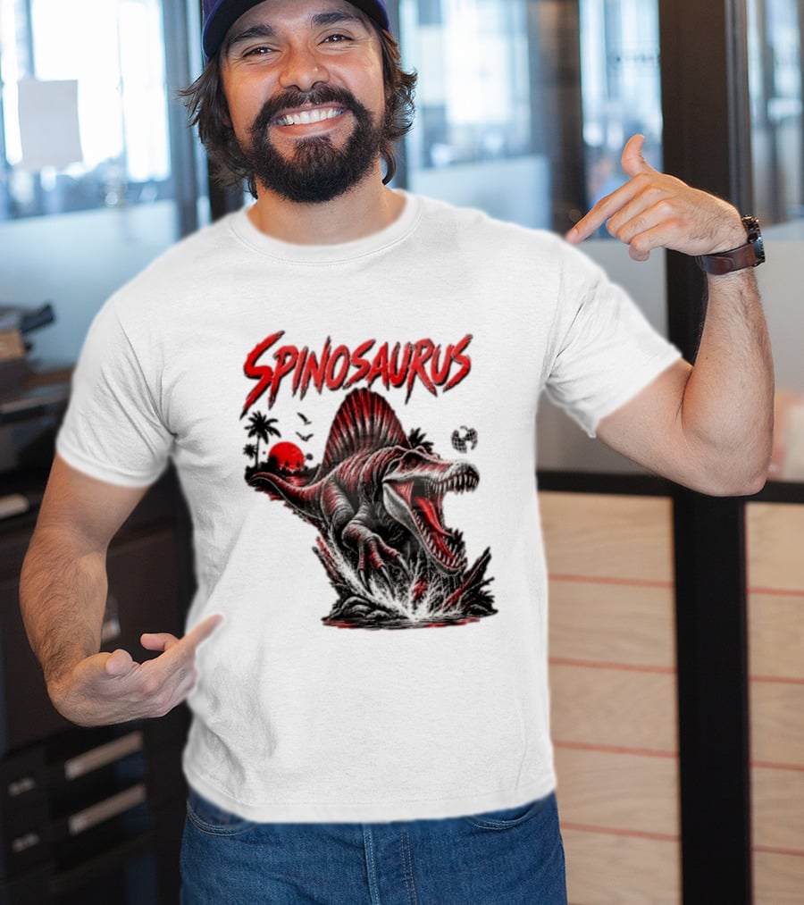 Spinosaurus Late Cretaceous 112 93 Million Years Ago Apex Predator Dinosaur Tropical Scene T-Shirt