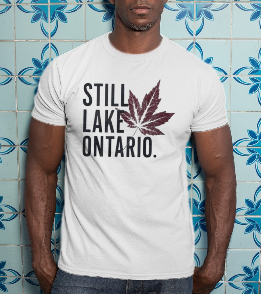 Still Lake Ontario Coordinates Great Lakes Maple Leaf T-Shirt