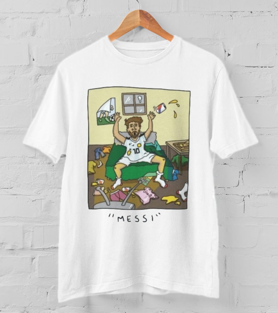 Lionel Messi Argentina Football Cartoon Messy Room T-Shirt