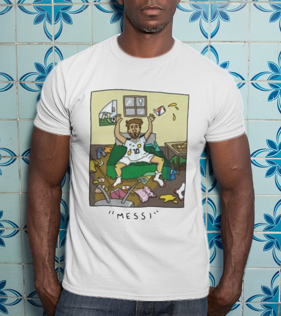 Lionel Messi Argentina Football Cartoon Messy Room T-Shirt