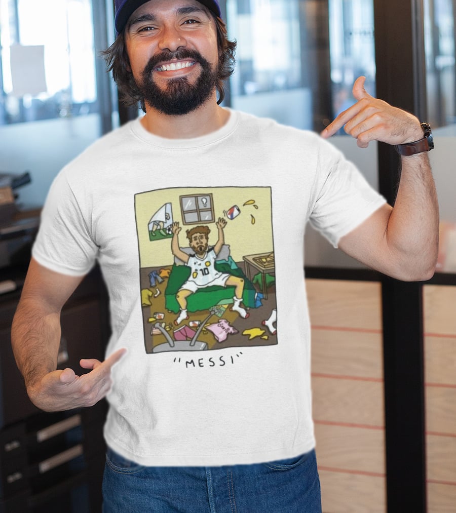 Lionel Messi Argentina Football Cartoon Messy Room T-Shirt
