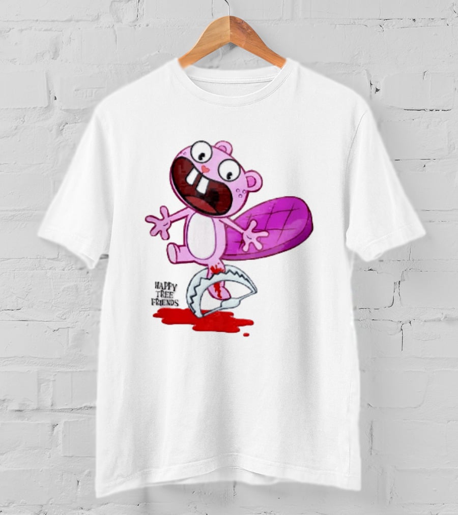 Toothy Happy Tree Friends Cartoon Beaver Stuck In Bear Trap T-Shirt