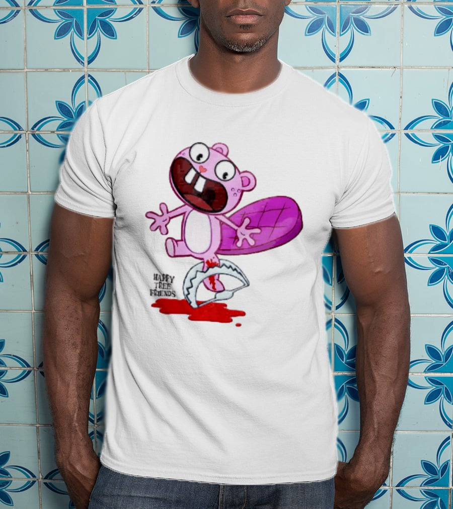Toothy Happy Tree Friends Cartoon Beaver Stuck In Bear Trap T-Shirt