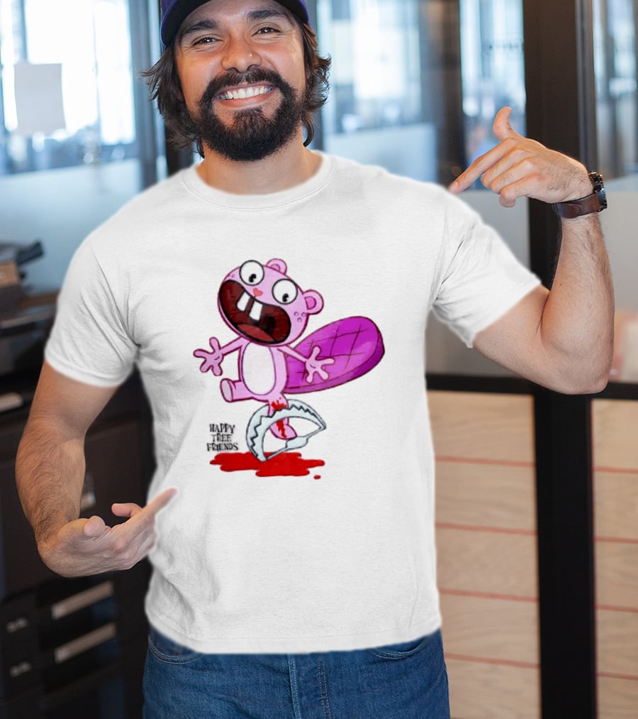 Toothy Happy Tree Friends Cartoon Beaver Stuck In Bear Trap T-Shirt