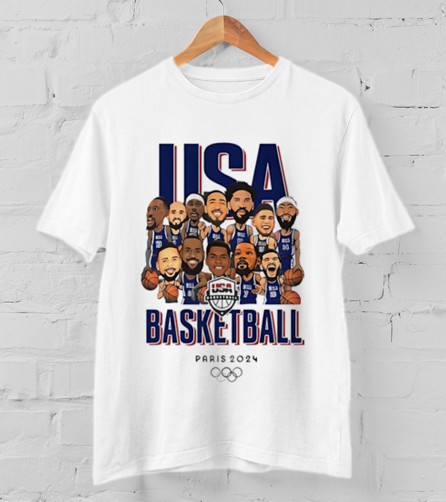 USA Basketball Team Paris 2024 Caricature Olympics T-Shirt