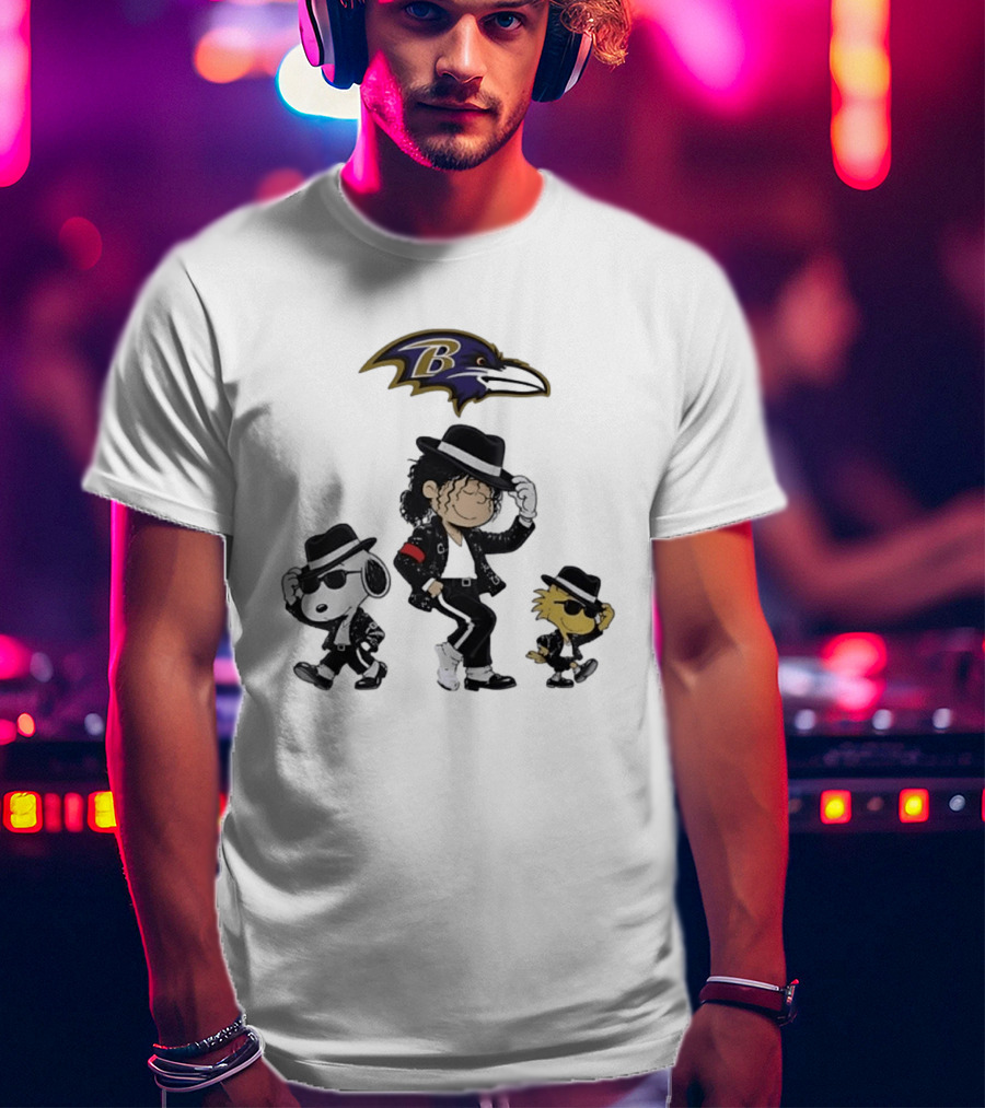 Baltimore Ravens Snoopy Charlie Brown Woodstock Pop Rock Dance T-Shirt