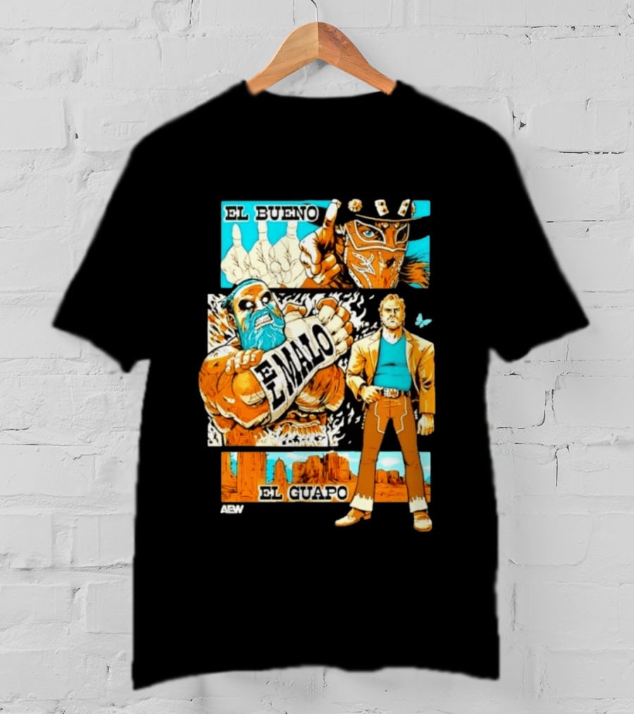 AEW El Bueno El Malo El Guapo Wrestling Comic T-Shirt