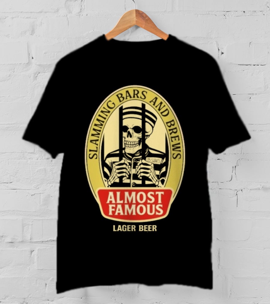 Almost Famous Slamming Bars And Brews Lager Beer Skeleton T-Shirt