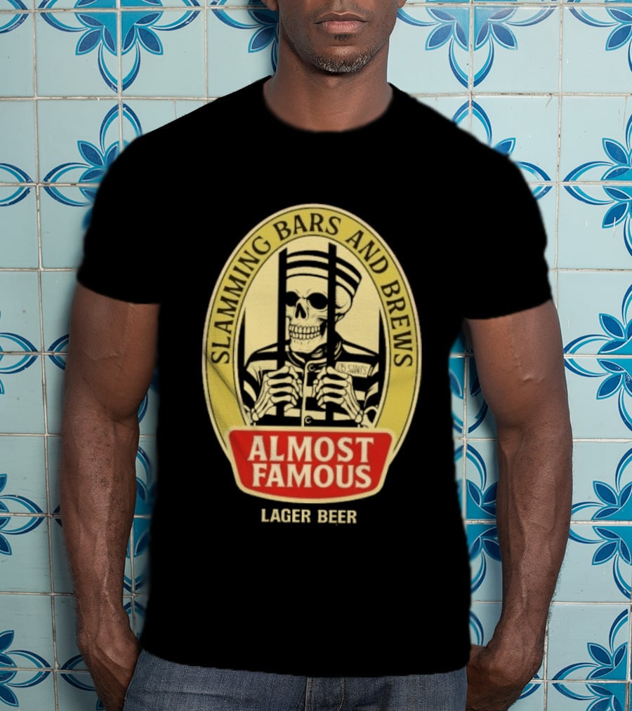 Almost Famous Slamming Bars And Brews Lager Beer Skeleton T-Shirt