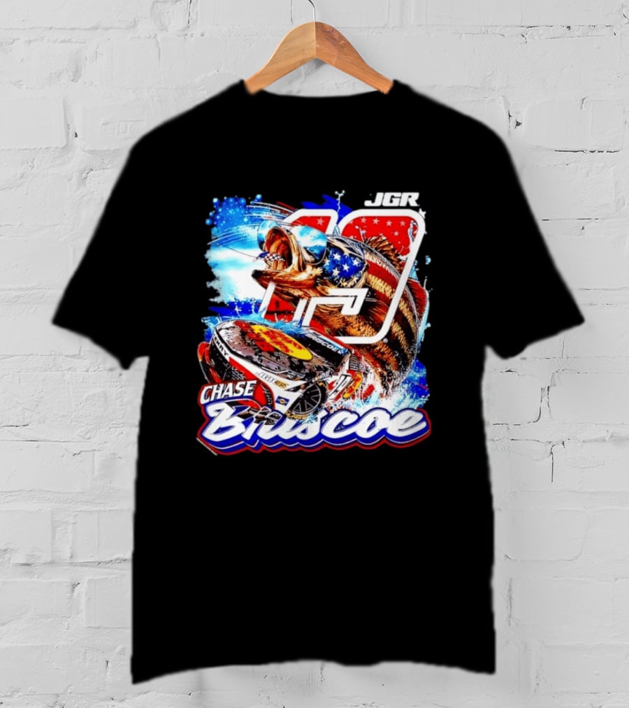 Chase Briscoe 19 JGR NASCAR Bass Pro Shops American Flag Racing Fish T-Shirt