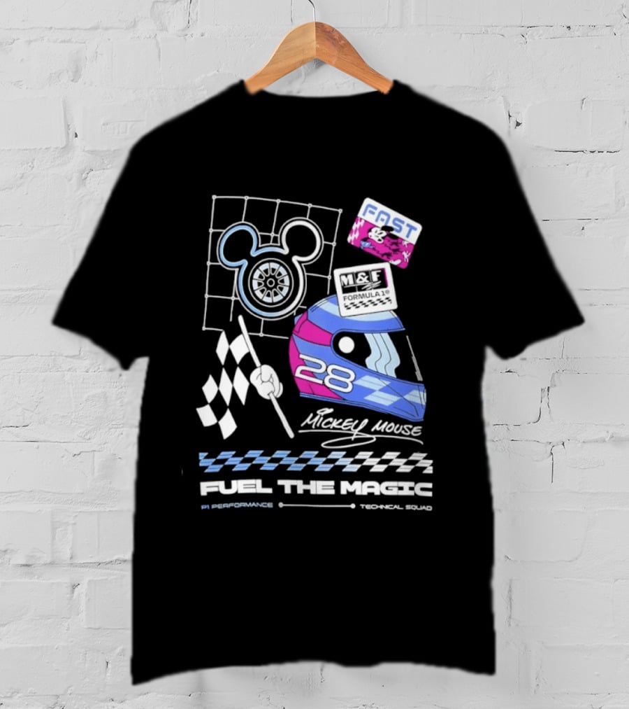 Mickey Mouse Fast Formula 1 Racing Helmet Fuel The Magic P1 Performance T-Shirt