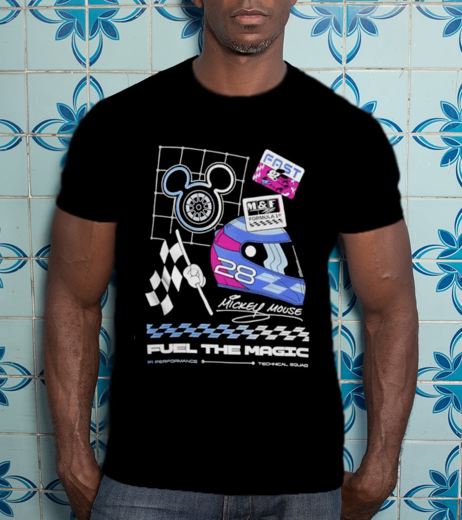 Mickey Mouse Fast Formula 1 Racing Helmet Fuel The Magic P1 Performance T-Shirt
