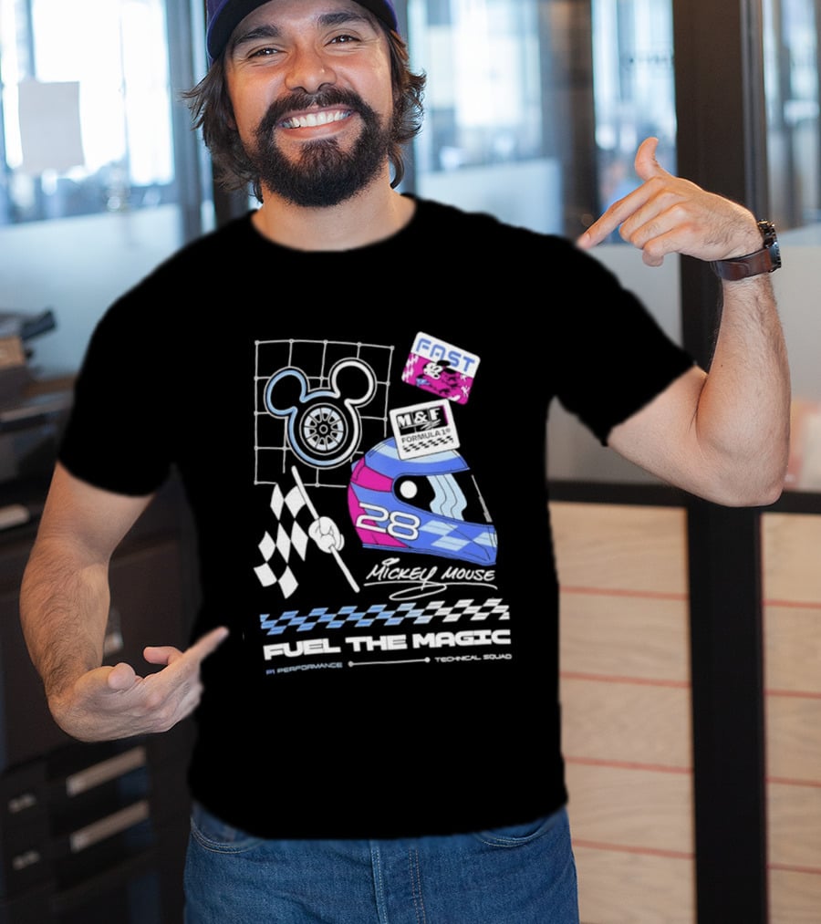 Mickey Mouse Fast Formula 1 Racing Helmet Fuel The Magic P1 Performance T-Shirt