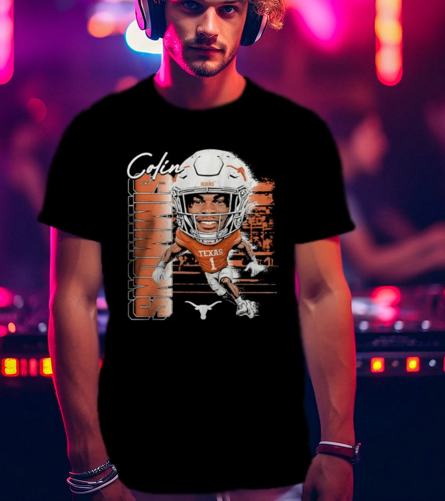 Colin Simmons Texas Longhorns Football Player Number 1 Distressed T-Shirt