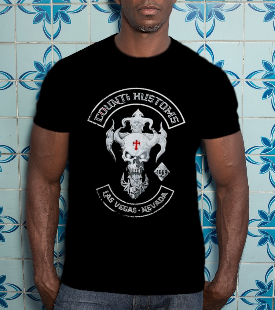 Count's Kustoms Las Vegas Nevada Skull With Cross 1669 T-Shirt