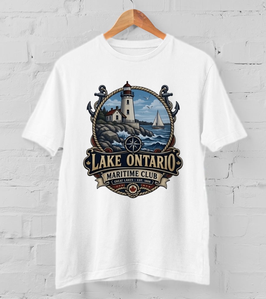 Lake Ontario Maritime Club Great Lakes Lighthouse Sailboat Est 1808 T-Shirt