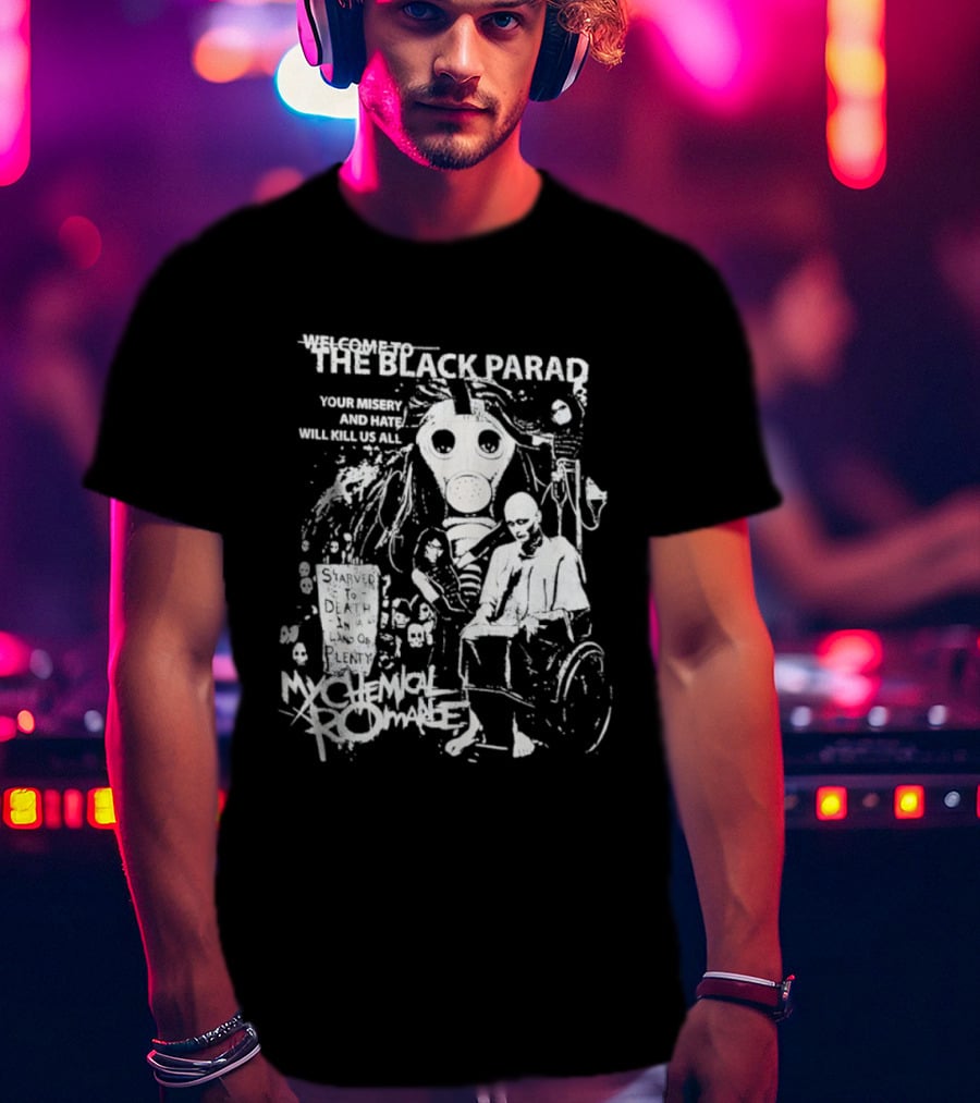 My Chemical Romance The Black Parade Tour Souvenir Mask Skeleton T-Shirt