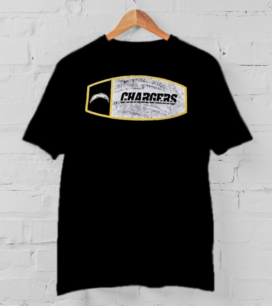 Los Angeles Chargers Distressed Look With Iconic Bolt Border T-Shirt