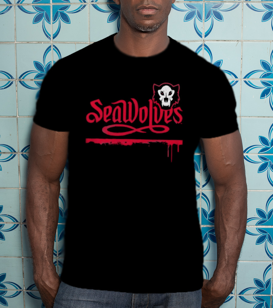 SeaWolves Skull Distressed Hockey Team Fan T-Shirt