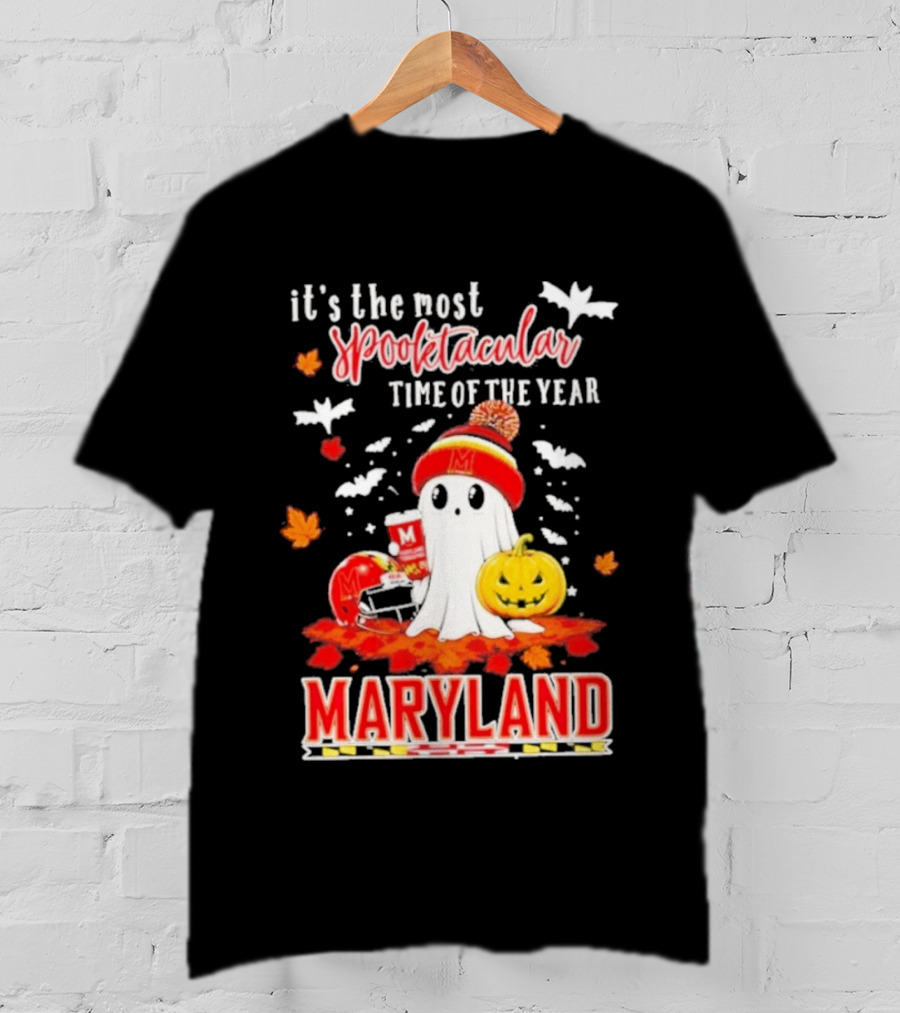Maryland Terrapins Halloween 2026 Most Spooktacular Time Of The Year Ghost T-Shirt