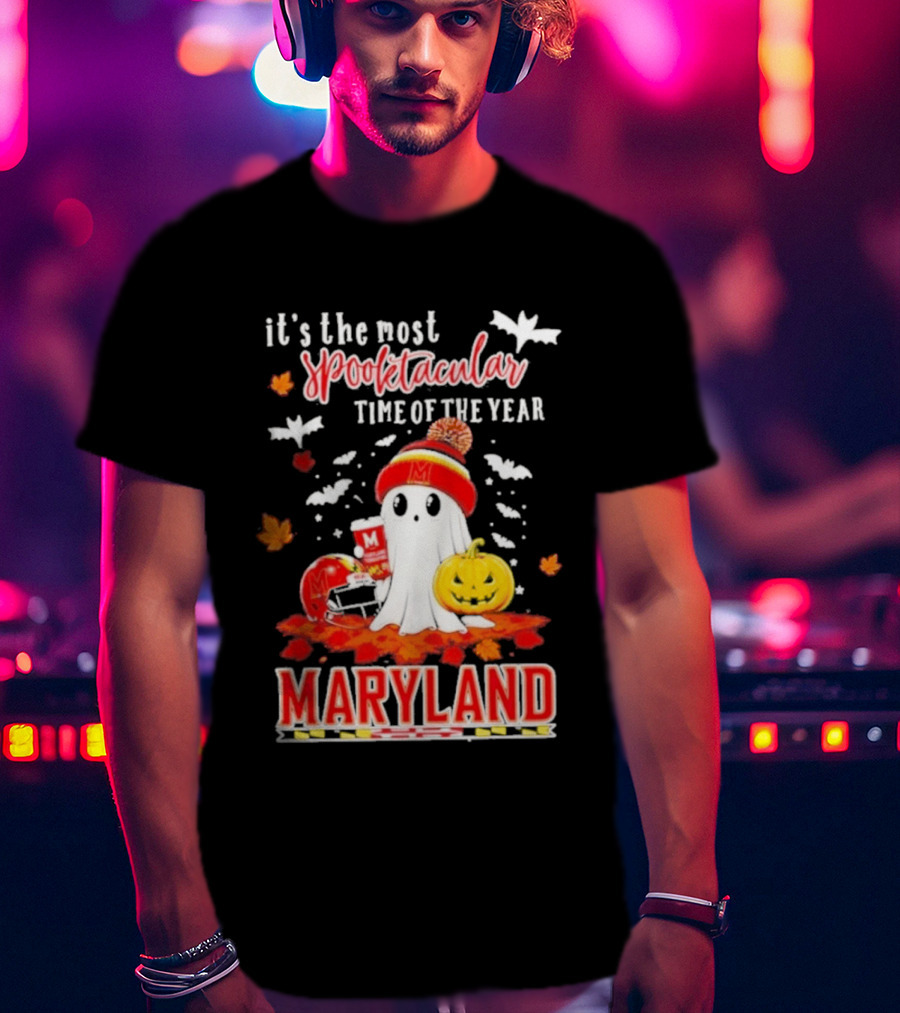 Maryland Terrapins Halloween 2026 Most Spooktacular Time Of The Year Ghost T-Shirt