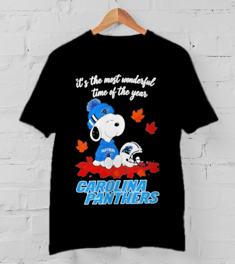 Carolina Panthers Snoopy Fall Halloween 2026 Most Wonderful Time Of The Year T-Shirt