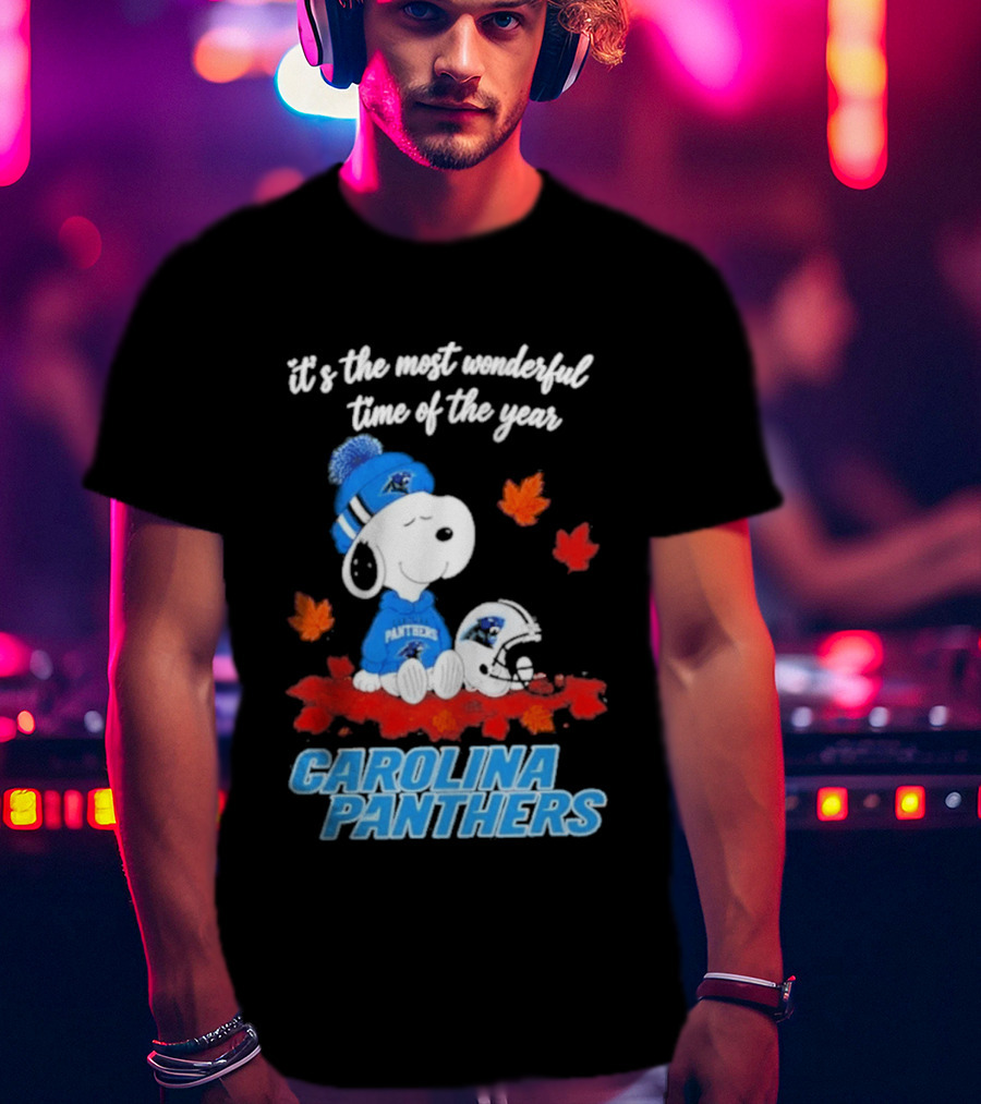 Carolina Panthers Snoopy Fall Halloween 2026 Most Wonderful Time Of The Year T-Shirt