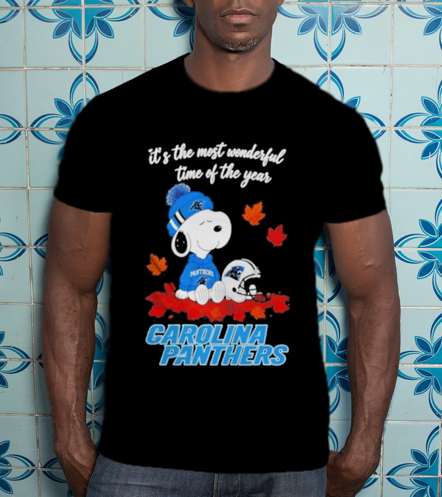 Carolina Panthers Snoopy Fall Halloween 2026 Most Wonderful Time Of The Year T-Shirt