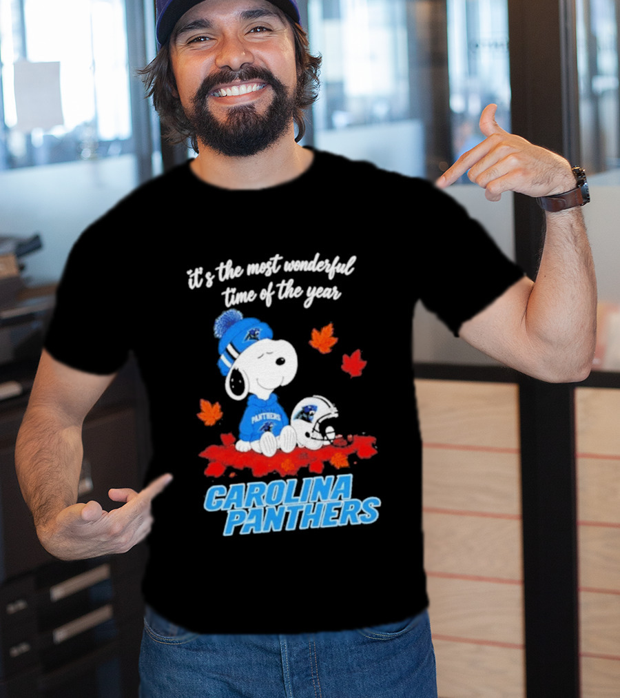 Carolina Panthers Snoopy Fall Halloween 2026 Most Wonderful Time Of The Year T-Shirt