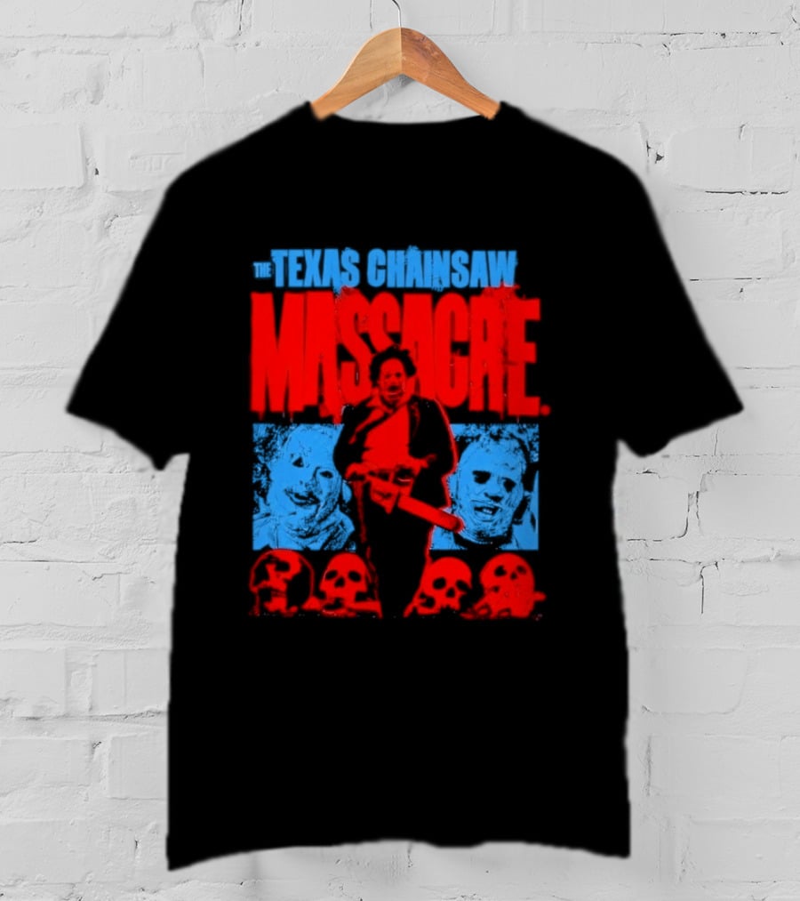 The Texas Chainsaw Massacre Leatherface Horror Movie Skulls Scene T-Shirt