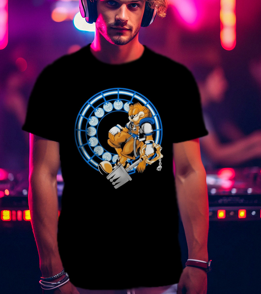 Just Another Heartless Monday Yetee Crossover With Keyblade Wielding Garfiend And Cool Blue Circles T-Shirt