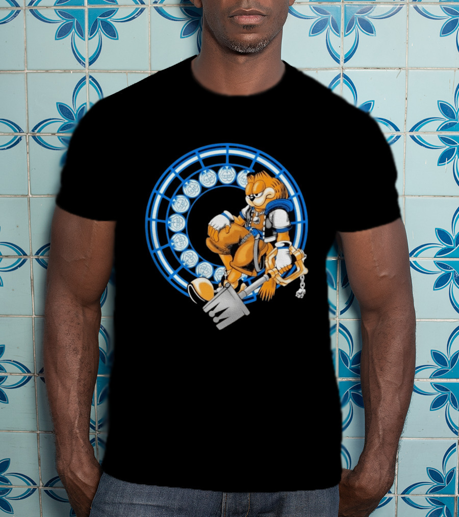 Just Another Heartless Monday Yetee Crossover With Keyblade Wielding Garfiend And Cool Blue Circles T-Shirt