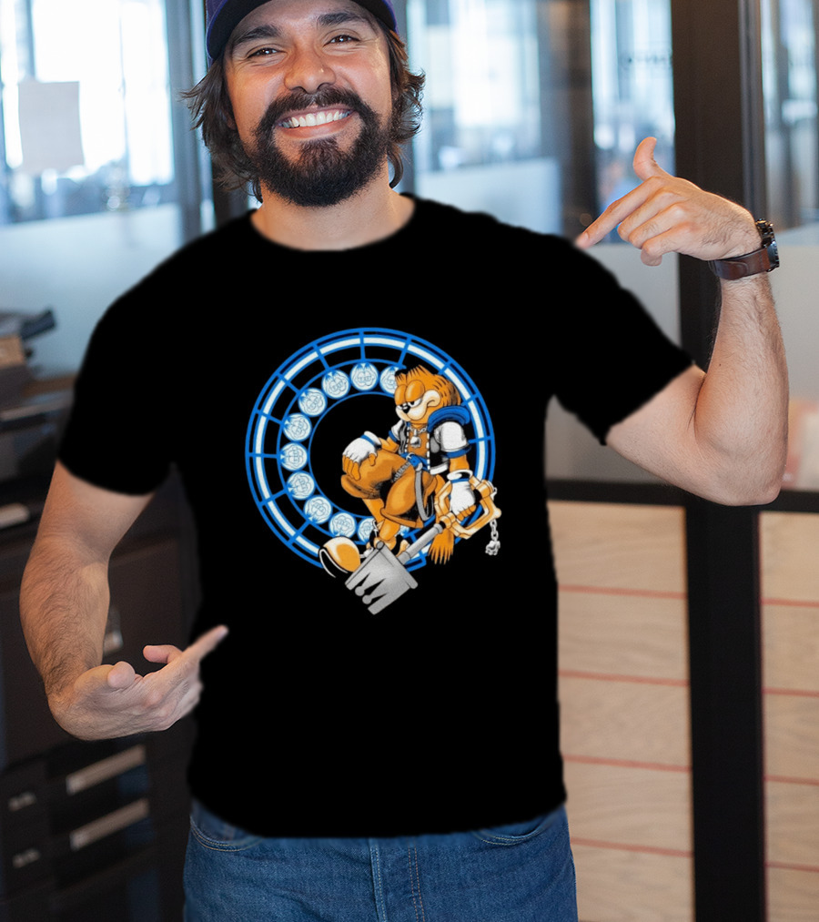 Just Another Heartless Monday Yetee Crossover With Keyblade Wielding Garfiend And Cool Blue Circles T-Shirt