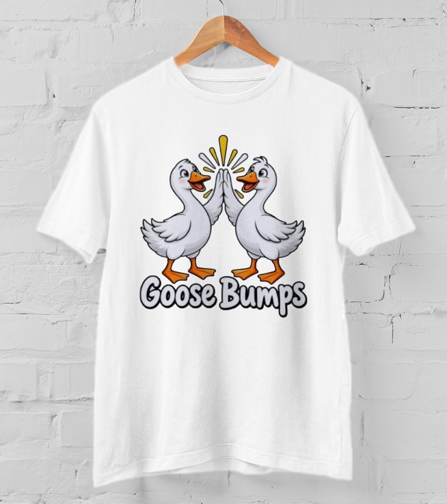 Goose Bumps High Five Ducks Cartoon Humor T-Shirt