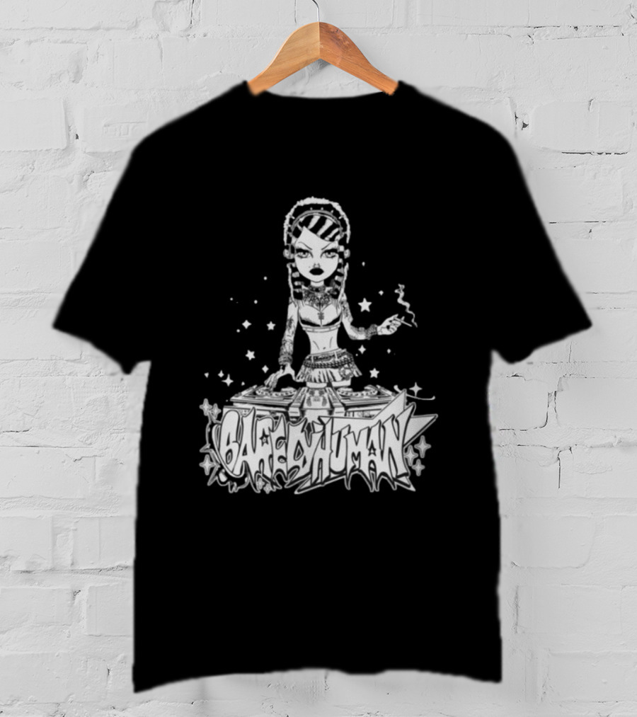 6Arelyhuman Digital Dancer Doll Tattoo Style DJ Aesthetic T-Shirt