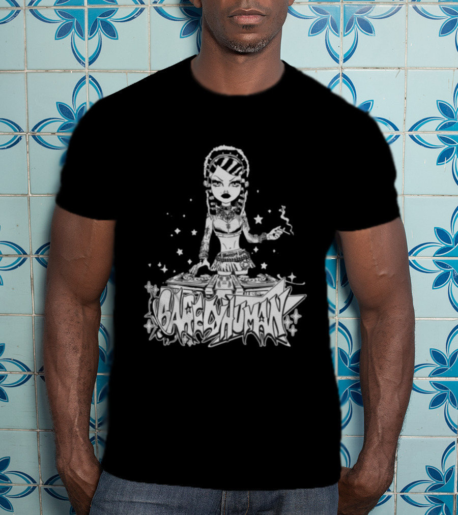 6Arelyhuman Digital Dancer Doll Tattoo Style DJ Aesthetic T-Shirt