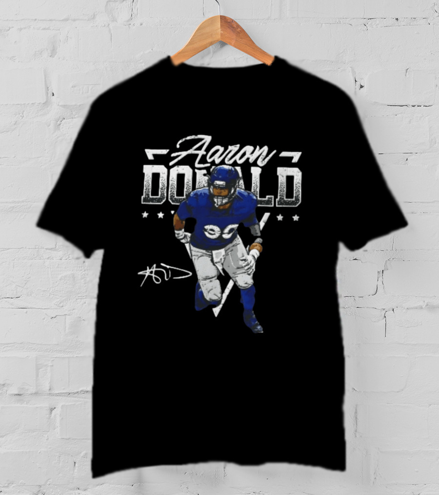 Aaron Donald Halftone Distressed Stars Player Photo T-Shirt