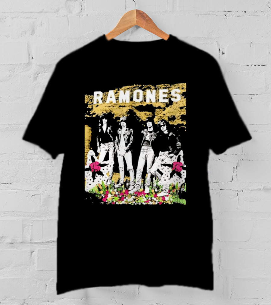 Ramones Floral Punk Rock Music Band T-Shirt