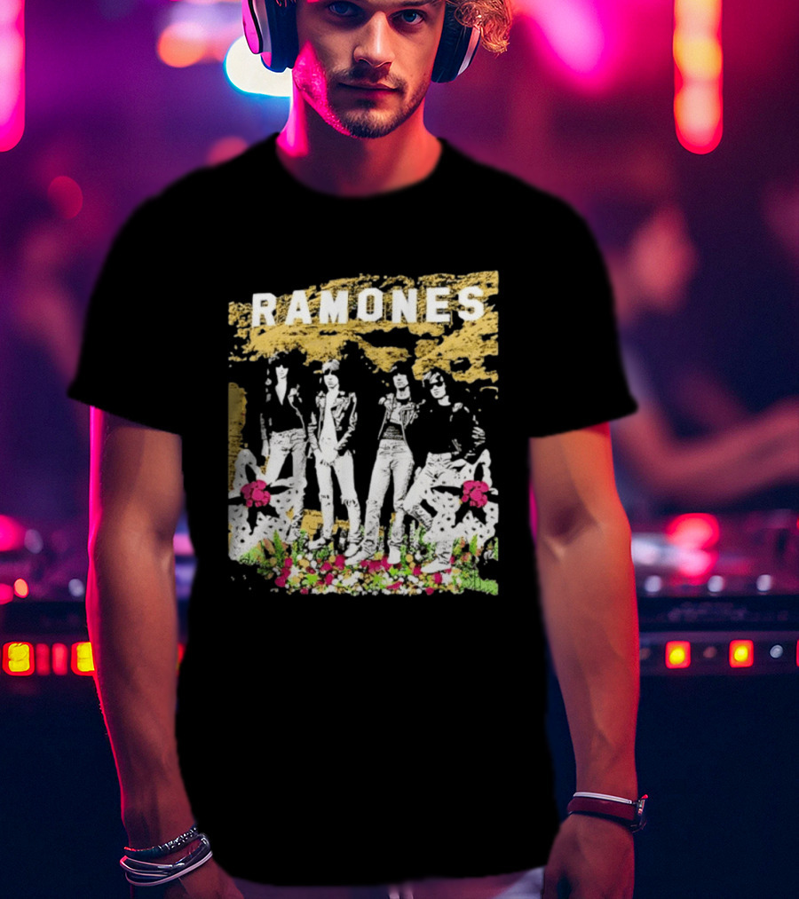 Ramones Floral Punk Rock Music Band T-Shirt
