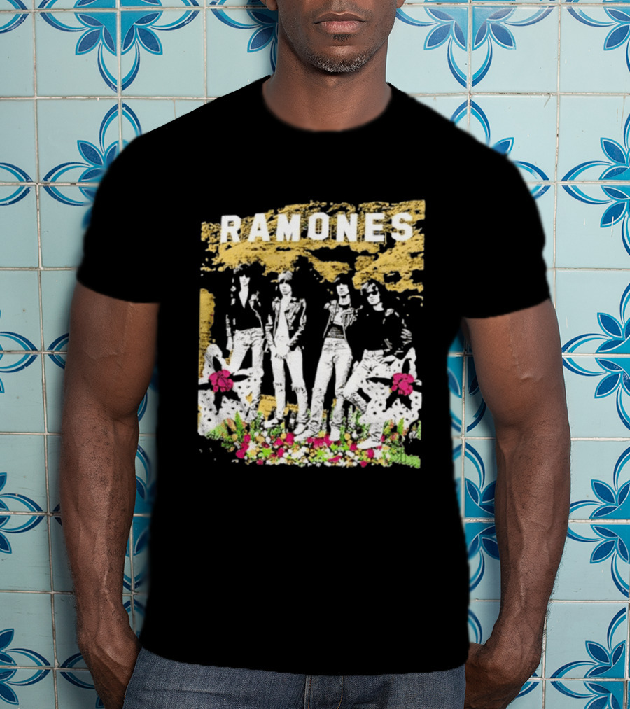 Ramones Floral Punk Rock Music Band T-Shirt