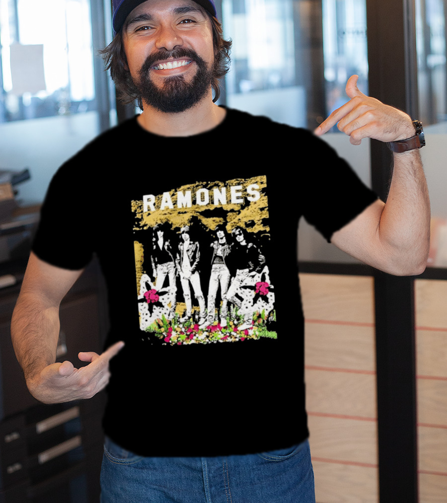 Ramones Floral Punk Rock Music Band T-Shirt