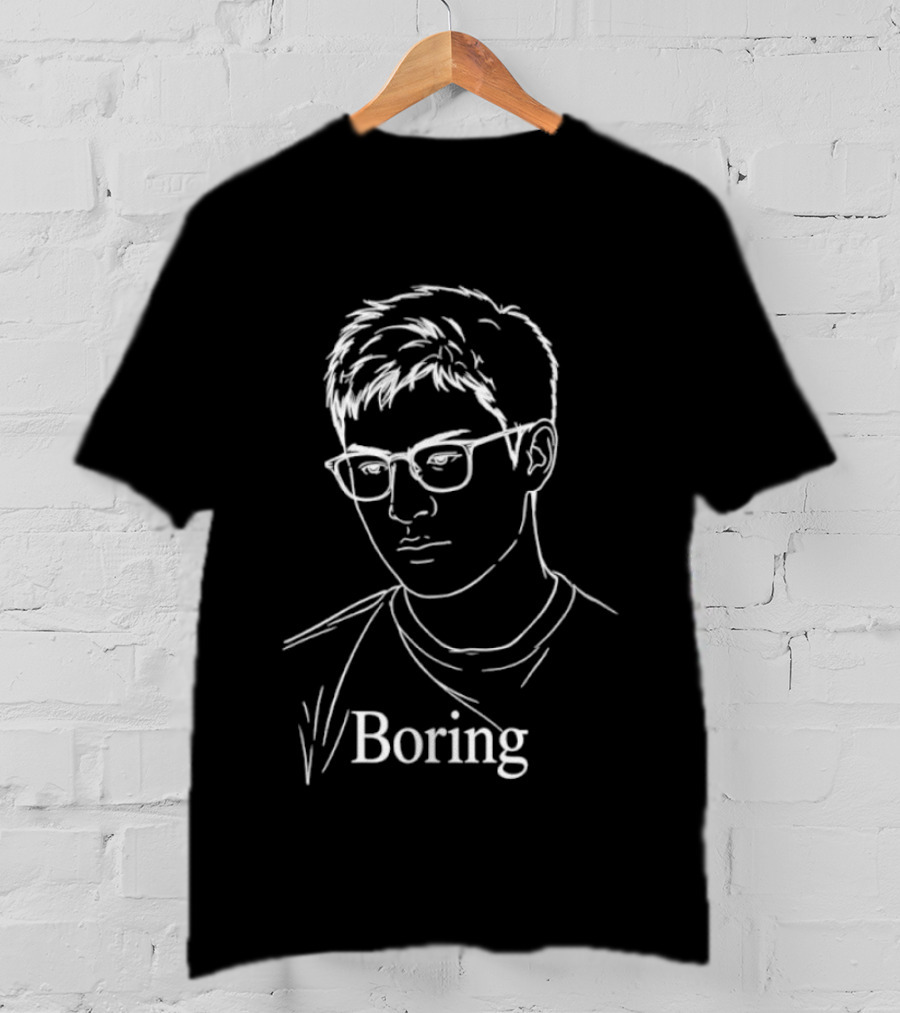 Boring Minimalist Line Art Portrait With Glasses T-Shirt