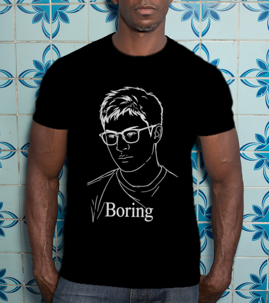 Boring Minimalist Line Art Portrait With Glasses T-Shirt
