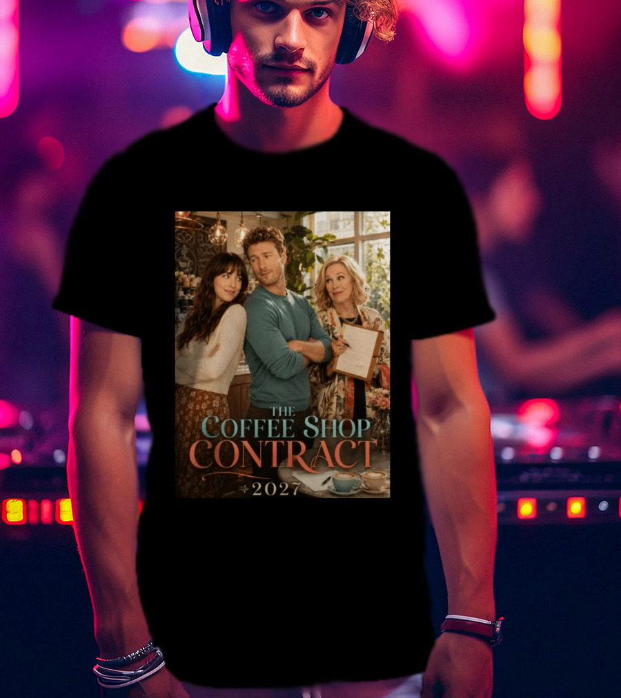 The Coffee Shop Contract 2027 Cozy Romantic Comedy Scene T-Shirt