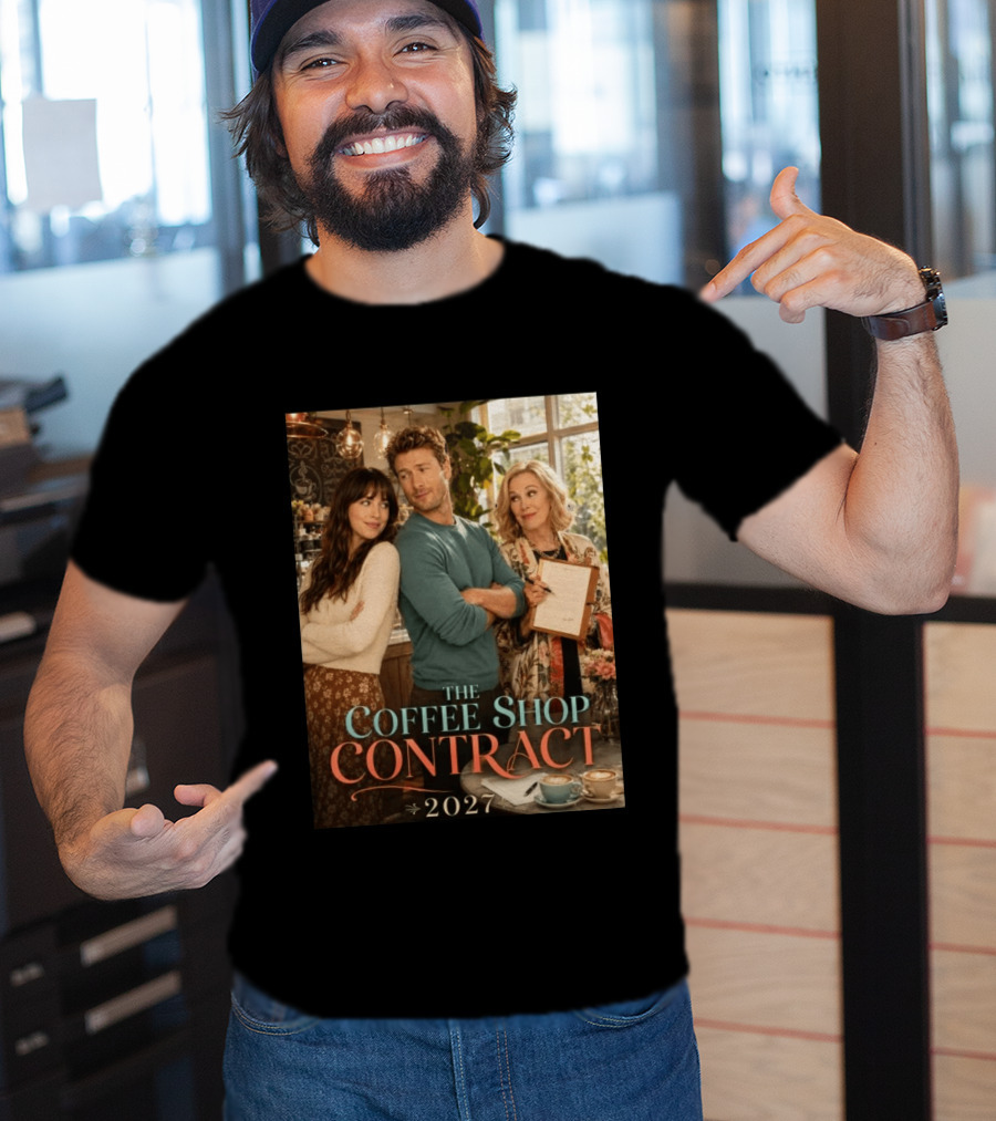 The Coffee Shop Contract 2027 Cozy Romantic Comedy Scene T-Shirt
