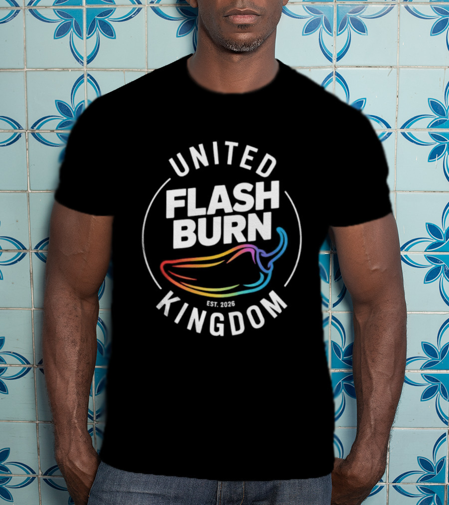 United Flash Burn Kingdom Est 2026 Spicy Pepper Color Burst T-Shirt