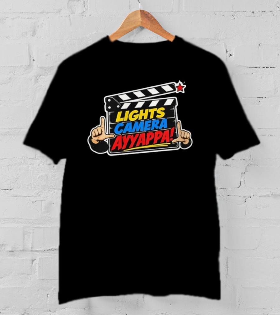 Lights Camera Ayyappa Clapperboard Theme With Film T-Shirt