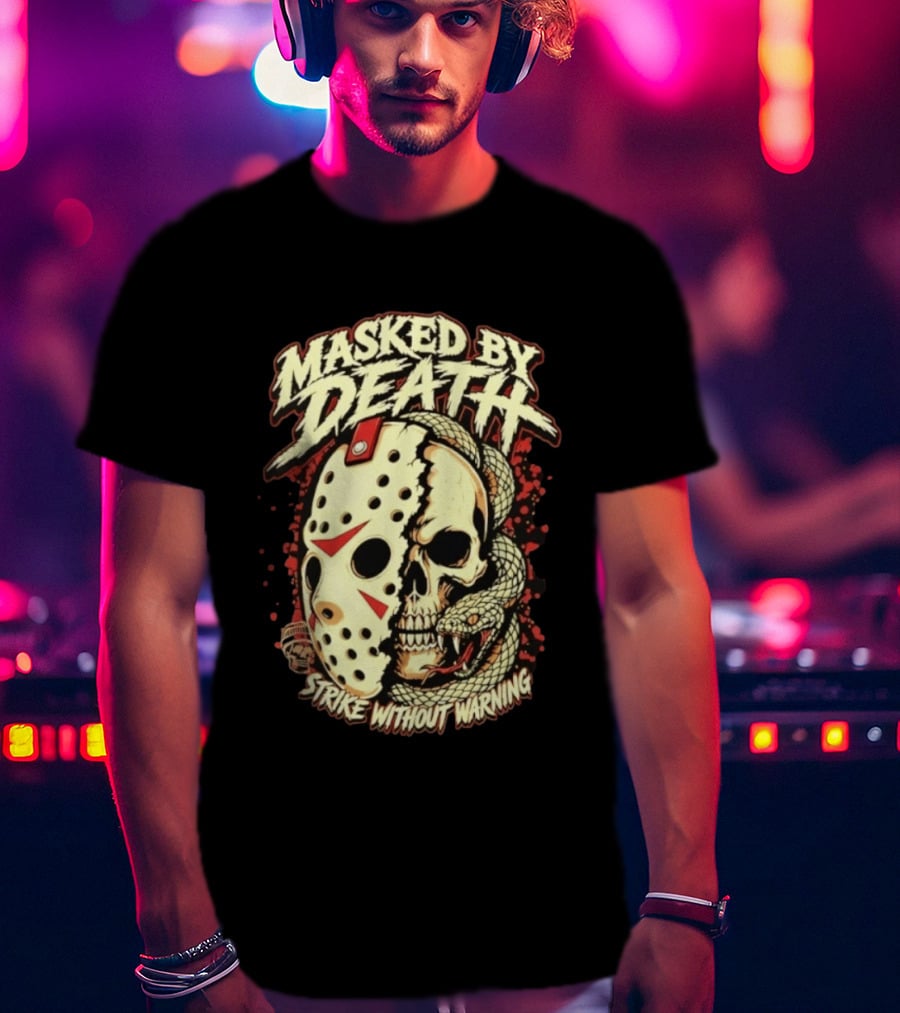 Masked By Death Jason Voorhees Strike Without Warning Horror T-Shirt