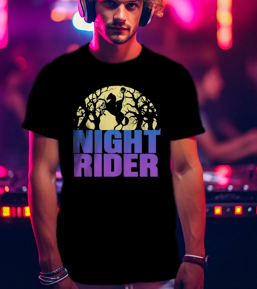 Night Rider Headless Horseman Halloween Moon T-Shirt