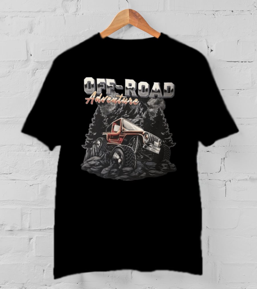 OFF ROAD Adventure Orange 4×4 Vehicle On Rocks Rugged Exploration T-Shirt